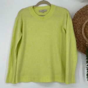 Loft Neon Green Crew‎ Neck Soft Sweater Wool Blend Medium